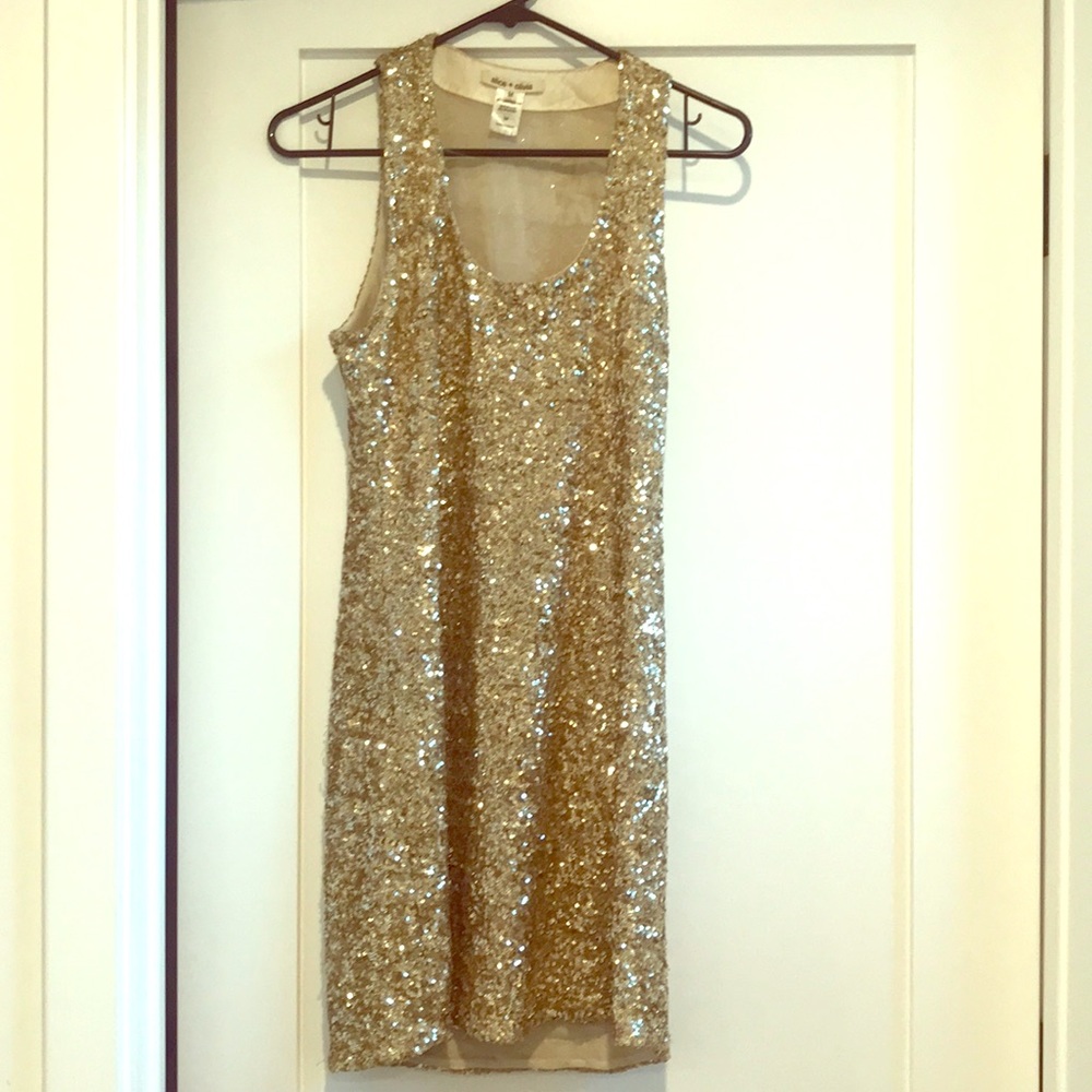 Alice and Olivia Gold Sequin Dress